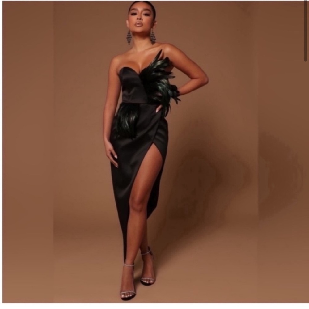 Fashion Nova Jaqueline Asymmetrical Maxi Dress - Black